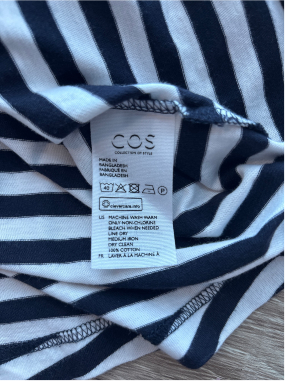 COS Long Sleeve Striped Tee Size S Navy and White Minimalist Preppy Nautical - Picture 7 of 8